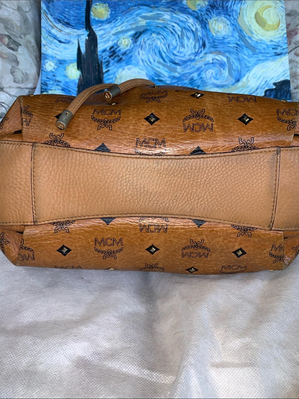 MCM Cognac Visetos Drawstring Bucket Crossbody bag with Authenticity card - Picture 6 of 13